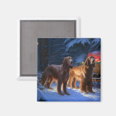 Irish Red Setter Snowy Sleigh Weihnachtsdekor Magnet (Vorderseite/Rückseite)