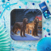 Irish Red Setter Snowy Sleigh Weihnachtsdekor Pappteller (Party)