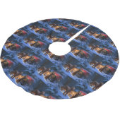 Irish Red Setter Snowy Sleigh Weihnachtsdekor Polyester Weihnachtsbaumdecke (Schrägansicht)