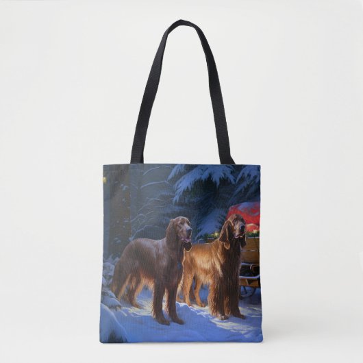 Irish Red Setter Snowy Sleigh Weihnachtsdekor Tasche (Vorderseite)