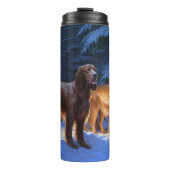 Irish Red Setter Snowy Sleigh Weihnachtsdekor Thermosbecher (Vorderseite)