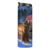 Irish Red Setter Snowy Sleigh Weihnachtsdekor Thermosbecher (Nach rechts gedreht)