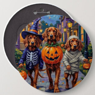 Irish Red Setter Trick-or-Treating Halloween Button