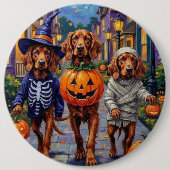 Irish Red Setter Trick-or-Treating Halloween Button (Vorderseite)