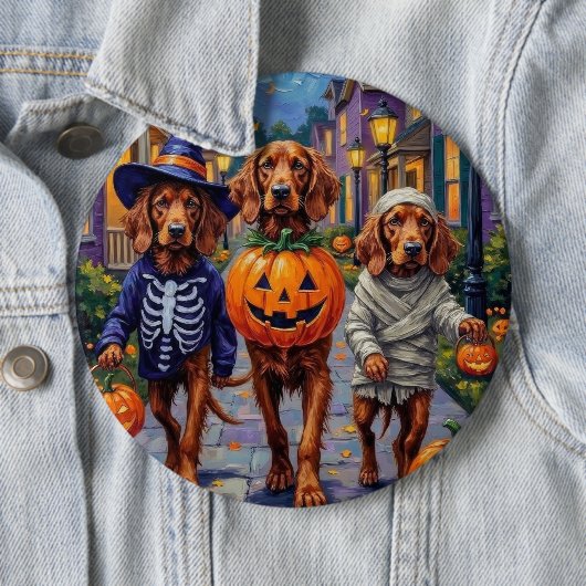 Irish Red Setter Trick-or-Treating Halloween Button (Beispiel)