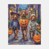 Irish Red Setter Trick-or-Treating Halloween Fleecedecke (Vorderseite)