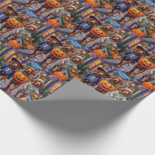 Irish Red Setter Trick-or-Treating Halloween Geschenkpapier (Ecke)