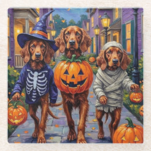 Irish Red Setter Trick-or-Treating Halloween Glasuntersetzer