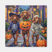 Irish Red Setter Trick-or-Treating Halloween Magnet (Vorne)