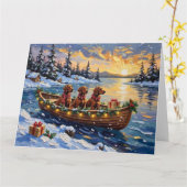 Irish Red Setter Weihnachtsboot Feiertage Karte (Gelbe Blume)