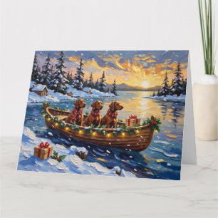 Irish Red Setter Weihnachtsboot Feiertage Karte