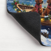 Irish Red Setter Weihnachtsboot Urlaub Mousepad (Ecke)