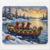 Irish Red Setter Weihnachtsboot Urlaub Mousepad (Vorne)