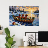 Irish Red Setter Weihnachtsboot Urlaub Poster (Heimbüro)