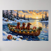 Irish Red Setter Weihnachtsboot Urlaub Poster (Vorne)