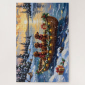 Irish Red Setter Weihnachtsboot Urlaub Puzzle (Vertikal)