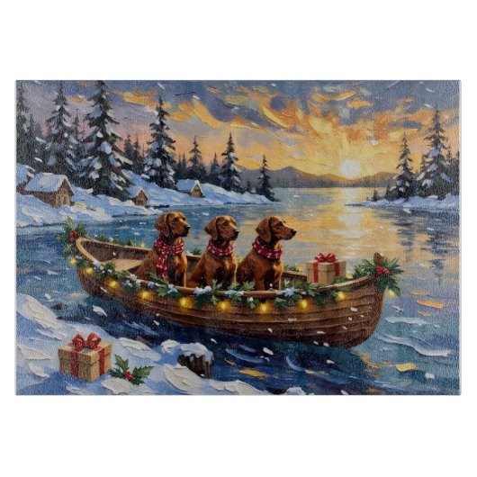 Irish Red Setter Weihnachtsboot Urlaub Schneidebrett (Vorderseite)