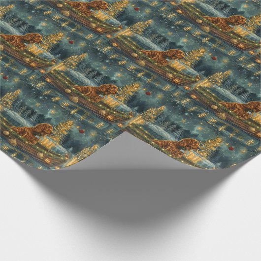 Irish Red Setter Weihnachtsfest Reise Geschenkpapier (Ecke)