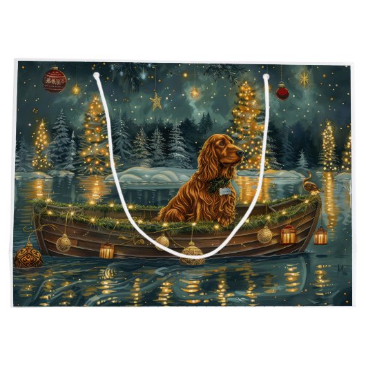 Irish Red Setter Weihnachtsfest Reise Große Geschenktüte (Rückseite)