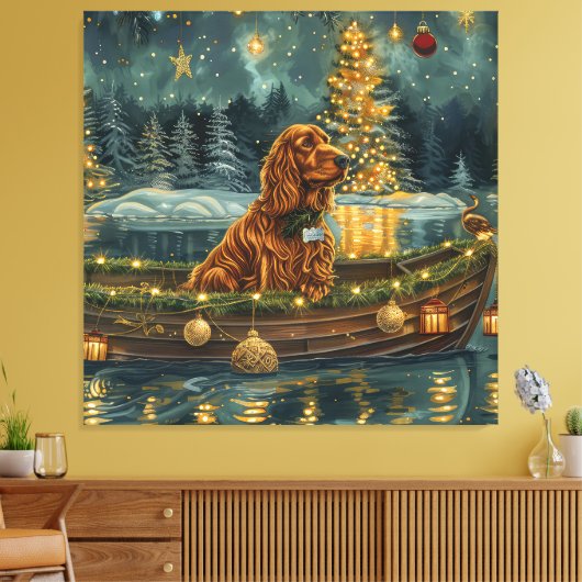Irish Red Setter Weihnachtsfest Reise Leinwanddruck (Insitu (Wohnzimmer))