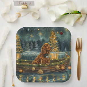 Irish Red Setter Weihnachtsfest Reise Pappteller