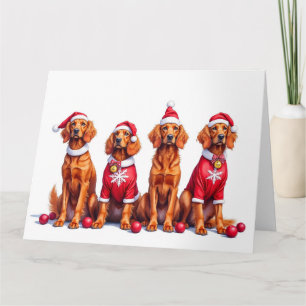 Irish Red Setter Weihnachtskleid Santa Hut Karte