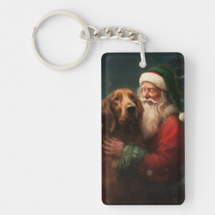 Irish Red Setter Weihnachtsmann Festive Weihnachte Schlüsselanhänger