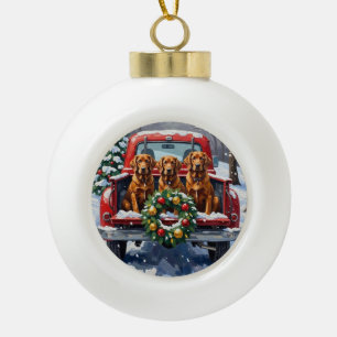 Irish Red Setter Weihnachtsroter LKW Feiertag Keramik Kugel-Ornament