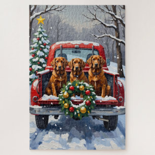 Irish Red Setter Weihnachtsroter LKW Feiertag Puzzle