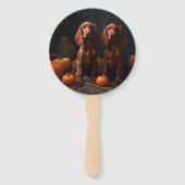 Irish Red Setter Welppy Autumn Delight Pumpkin Fächer (Vorderseite)