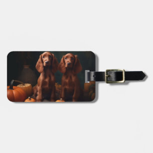Irish Red Setter Welppy Autumn Delight Pumpkin Gepäckanhänger