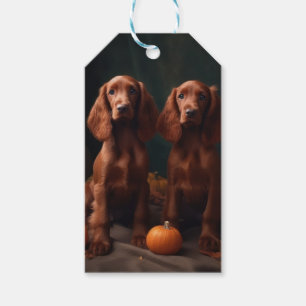 Irish Red Setter Welppy Autumn Delight Pumpkin Geschenkanhänger