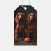 Irish Red Setter Welppy Autumn Delight Pumpkin Geschenkanhänger (Rückseite)