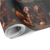Irish Red Setter Welppy Autumn Delight Pumpkin Geschenkpapier (Rolleneckpunkt)