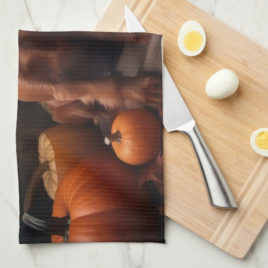 Irish Red Setter Welppy Autumn Delight Pumpkin Geschirrtuch (Viertel Falte)