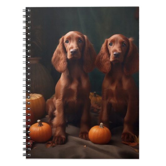 Irish Red Setter Welppy Autumn Delight Pumpkin Notizblock (Vorderseite)