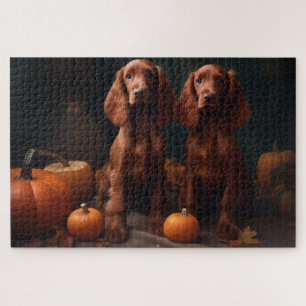 Irish Red Setter Welppy Autumn Delight Pumpkin Puzzle