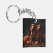 Irish Red Setter Welppy Autumn Delight Pumpkin Schlüsselanhänger (Vorderseite links)