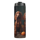 Irish Red Setter Welppy Autumn Delight Pumpkin Thermosbecher (Vorderseite)
