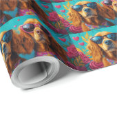 Irish Red Setter with Heart Rose Valentinstag Geschenkpapier (Rolleneckpunkt)