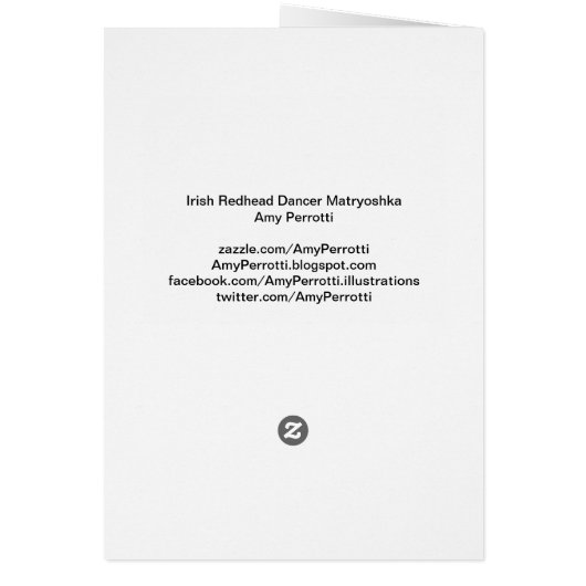 Irish Redhead Dancer Matryoshka Card (Hinten)