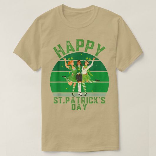Irish Retro Sunset Kleeblatt, Happy St Patrick's D T-Shirt (Design vorne)