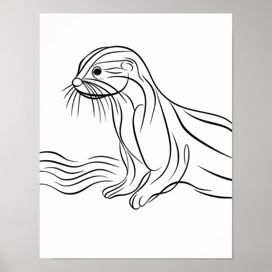 Irish River Otter Line Art Poster (Vorne)