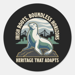Irish Roots Boundless Horizons Sea Lion Runder Aufkleber