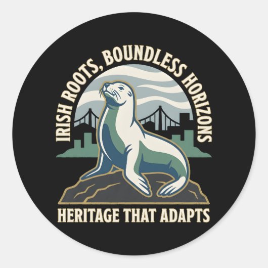 Irish Roots Boundless Horizons Sea Lion Runder Aufkleber (Vorderseite)