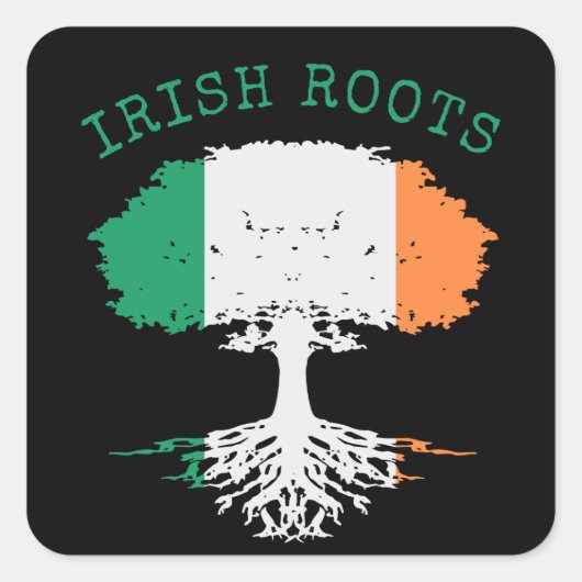 Irish Roots Family Tree Quadratischer Aufkleber (Vorderseite)