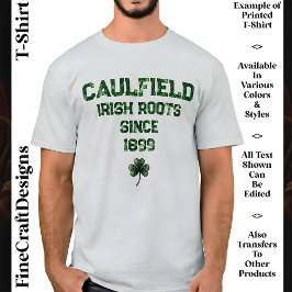Irish Roots, Genes, DNA, Name & Datum, Kleeblatt,  T-Shirt