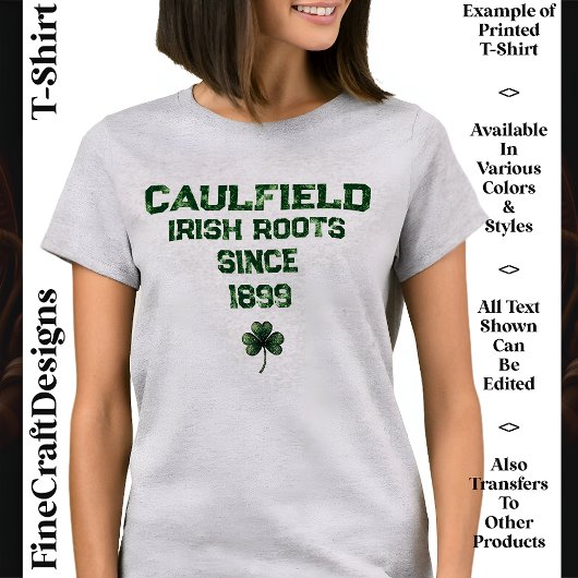 Irish Roots, Genes, DNA, Name & Datum, Kleeblatt,  T-Shirt