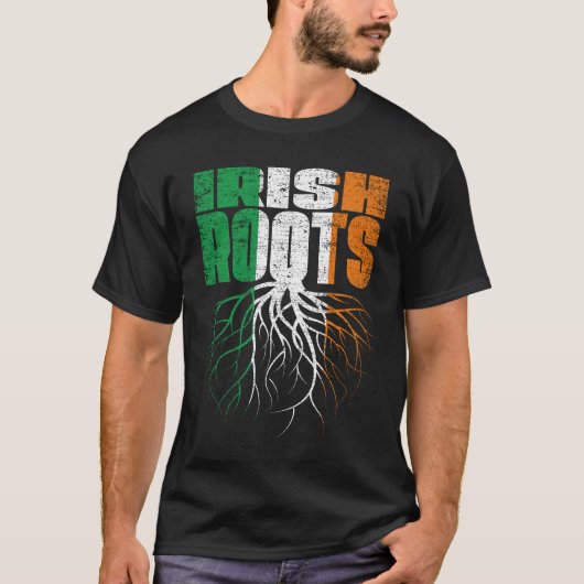 Irish Roots Ireland Heritage Flag T-Shirt (Vorderseite)