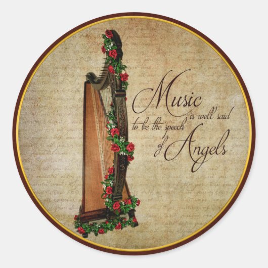 Irish Rose Harp Sticker (Vorderseite)